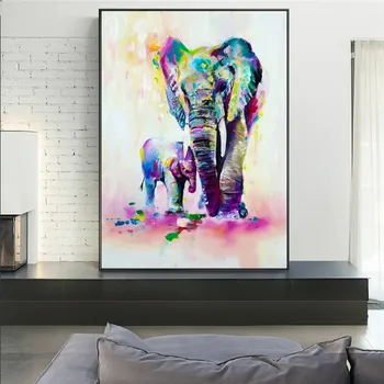 Acuarelă Animale Arta Panza Picturi Murale Elefantul Și Cerbul Abstracte De Arta Graffiti Imprimeuri Pop Art-Postere De Perete Pentru Camera Copii