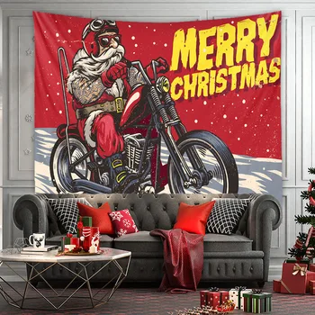 Motocicleta Moș Crăciun Accroche Murală Pătură De Ț Murale De Perete Decor De Crăciun Tapiserie De Perete Estetice