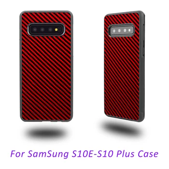 Capacul din spate Real Roșu Fibra de Carbon pentru Samsung S10 S10Plus de Lux din Fibra de Carbon Model pentru Samsung Galaxy S10E Telefon Mobil Caz