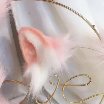 Simulare Roz Pisica Urechi De Pisică Ureche Anime ia Ureche ia Coada De Vulpe Ureche Bentita Halloween Cosplay Personalizate