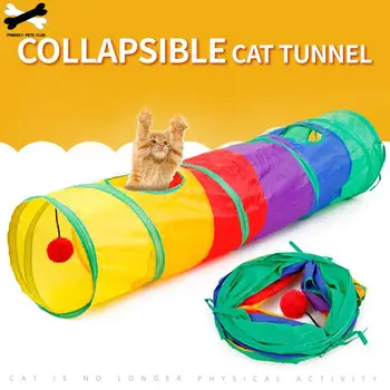 Amuzant Jucărie Pisica Curcubeu Tunel 2 Gauri Kitty Pestera Iepure Tub Vrac Jucării Joc De Creier Produse Pentru Animale De Companie