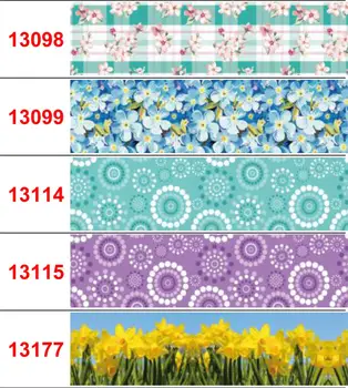 16mm-75mm Retro Serie de Flori Imprimate Grosgrain/Dușman Panglică Geometrice Verifica Albastru Flora DIY Partid Decor de Păr Bowknots 50yards/rola