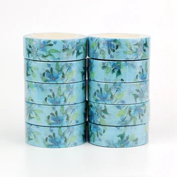 10BUC/lot Decorative Albastre flori acuarelă Washi Benzi de Hârtie pentru Album Bullet jurnalul Adezivă de Mascare Benzi Școală de Aprovizionare