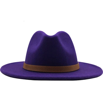 Femeile Margine Largă Lână Simțit Jazz Pălării Fedora Panama Stil Doamnelor Trilby Jucător Moda Pălărie De Petrecere Cowboy Umbrelă De Soare Capac