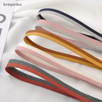 Kewgarden Diagonal Stripe Bumbac Panglici 10mm Manual Banda de Păr DIY Arc de Panglica de Satin Îmbrăcăminte Accesorii Ambalare Primii 10 Metri