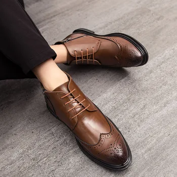 De lux pentru Bărbați Cizme de Brand Nou Oameni Glezna Cizme de Calitate din Piele Barbati Pantofi Rochie Dantela-UP Oxford Formale Pantofi Nunta, Pantofi 38-46
