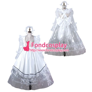 Sissy menajera pvc transparent rochie blocabil Uniformă cosplay costum adaptate[G2205]
