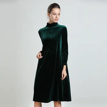 Noua moda 2020 femei de iarnă elegant guler maneca lunga rochie de catifea plus dimensiune Autunm de lux velur rochie de petrecere 5XL 6XL