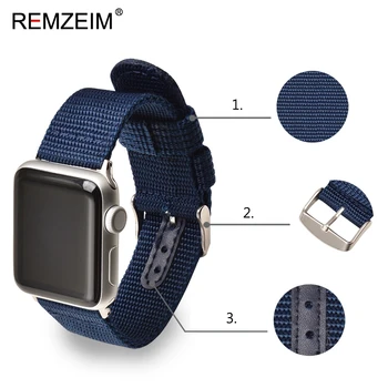 REMZEIM Negru Nailon Verde Watchband pentru Apple Watch 5 4 Serie Band 3/2/1 Sport 42mm Bratara 38mm Curea Pentru iwatch Trupa