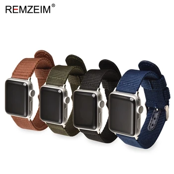 REMZEIM Negru Nailon Verde Watchband pentru Apple Watch 5 4 Serie Band 3/2/1 Sport 42mm Bratara 38mm Curea Pentru iwatch Trupa