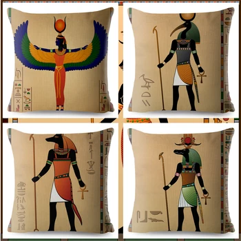 Egiptul antic Totem de Imprimare Faraon față de Pernă Bej Lenjerie de pat fata de Perna 45*45cm Perne, Huse de Canapea Decor Acasă de Pernă