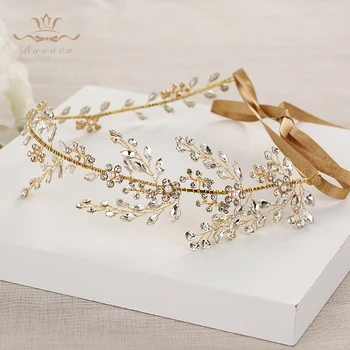 Nunta Lucrate Manual De Aur Bentițe Mirese Coreean Moale Stras Tiara Pălării De Cristal De Păr Bijuterii