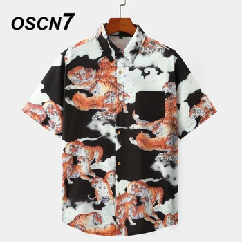 OSCN7 Casual Streetwear Plaja Imprimate Camasa cu Maneci Scurte Barbati 2020 Hawaii Supradimensionat Moda Harujuku Femei Tricouri 8010