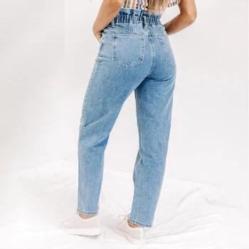 Femei De Moda De Talie Înaltă, Din Denim TrousersLadies Blugi Pantaloni Coreean De Vară 2020 Vinatge Stretch Blugi Streetwear Direct Gâfâi D30