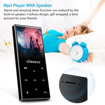 MP3 Player cu Bluetooth Built-in Difuzor Metal Pierderi Music Player cu Radio FM,E-Book pentru Walkman Suport TF Card de 128GB