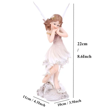 VILEAD Rășină Corn de Unicorn Fairy Angel Figurine Fată Frumoasă Zână Floare Statuie Decor Acasă Cadou Creativ Zână Grădină de Copii