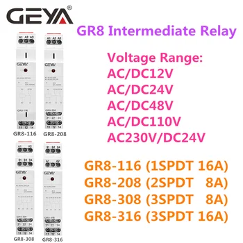 GEYA GR8 Intermediar Releu AC/DC12V 24V 48V 110V AC230V Releu Auxiliar 8A 16A 1SPDT 2SPDT 3SPDT Electronice de Comutare a Releului