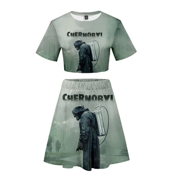 Chernobyl3D Tipărite Femei Din Două Piese Set Casual De Vara Crop Top+Fusta De Vânzare Fierbinte 2019 Trendy Haine Streetwear