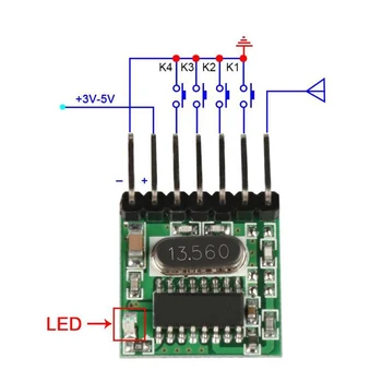 Rubrum 5pcs 433MHz Universal fără Fir Transmițător RF de Învățare Cod 1527 Modul de Codare 433Mhz Control de la Distanță Comutator Pentru Arduino
