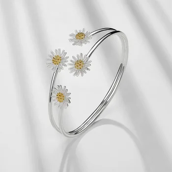 2021 Noi Argint 925 Dimensiuni Reglabile Daisy Floare Brățară Farmec &Brățară Pentru Femei Elegante, Bijuterii de Nunta Браслет sl042