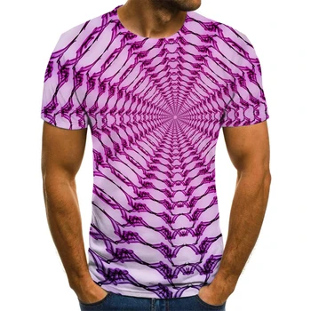 T-shirt pentru bărbați psihedelice T-shirt de imprimare amețit T-shirt casual gaură neagră de imprimare negru T-shirt colorat 3D tunel 3D de sex masculin T-s