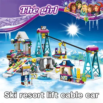 Sporturi de iarnă cu Zăpadă Statiune de Ski Lift Blocuri Compatibil Pentru Prieteni Cărămizi Printesa Cifre Cablu, Mașină de Jucarii pentru Copii