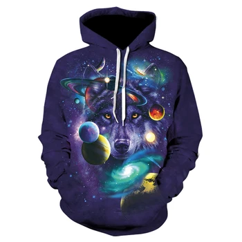 Printed hanorac Barbati 3d galactic space Wolf hanorac brand tricou cool fashion casual sport Bărbați și femei uza outerwea