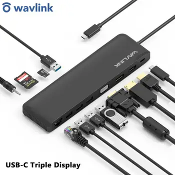 Tip C Triple Display 4K MST Stație de Andocare USB-C USB3.1 Gen2 HDMI DP VGA USB Alimentare de Până la 100W Gigabit Ethernet Doc