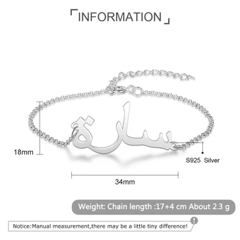 JewelOra Argint 925 Personalizat Nume arab Bratari Personalizate cu Numele Bratari de Lanț de Cadouri Personalizate pentru Femei