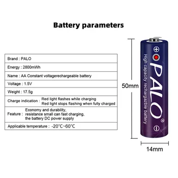 PALO Stabil de tensiune 2800mWh Baterii AA 1.5 V AA baterie Reîncărcabilă Baterie de 1,5 V cu Litiu Li-ion AA polimer baterie pentru camera ect