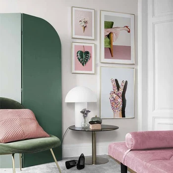 Bomboane de Arta Plantelor Arta de Perete Panza Pictura Roz Stil Nordic Postere si Printuri Decorative Simple Imagine Decorațiuni interioare Moderne