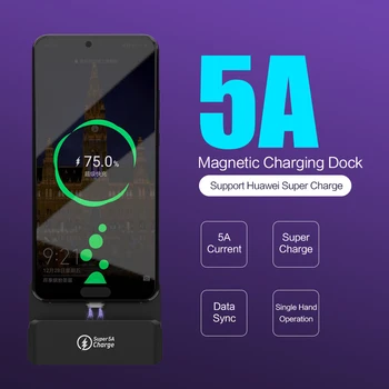 Magnetic de Încărcare Wireless Qi Charger Dock Tip C Cablu Pentru Huawei iphone samsung 5A Magnetic Super-Încărcător Dock Titular