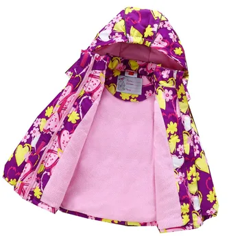 Moda Grea Copii Haine Impermeabile Violet Imprimare Fete Pentru Copii Jachete Groase De Bumbac Iarna Copilului Haina 3-12 Ani