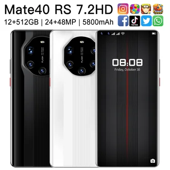 2021 Globală Nouă Versiune 7.2 Inch Mate40 RS Smartphone 12GB RAM 512GB ROM Mobil 24+48MP 4G de Rețea 5G 5800mAh Telefon Mobil