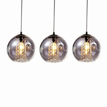 Modern bried dia 20cm chihlimbar minge de sticlă pandantiv de iluminat moda DIY home deco living cristal E14 bec LED lampă de pandantiv