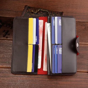 Vintage pentru bărbați de portofel magnet, cârlig de Trei ori lung portofele pentru om făcut din piele naturala pungă Compartiment Hasp pachetul de card