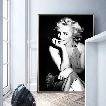 Celebra Marilyn Monroe Negru și Alb Pictura Panza de Epocă Postere, Printuri de Arta de Perete de Imagine pentru Camera de zi Decor Acasă Cuadros