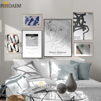 Matisse Abstract Moda Retro Modern Linie Schiță Postere si Printuri de Arta de Perete Panza Imaginile Pentru Home Decor Living Decorul Camerei