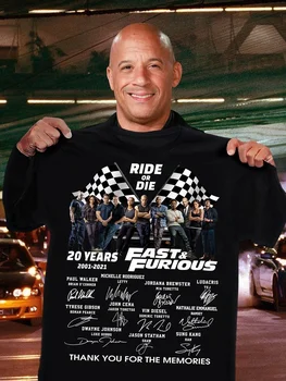 Fast & Furious 20 de Ani Plimbare Sau Mor Toate Exprimate Semnat tricou Mulțumesc Pentru Amintiri T-shirt Bumbac Barbati tricou Unisex Tees