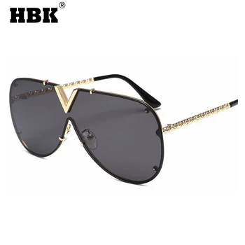 HBK 2021 Nou-veniți Supradimensionate Nit Pilot ochelari de Soare Femei Bărbați Mare Cadru Metalic-O singură Bucată de Brand de Moda de Design Masculin Doamnelor