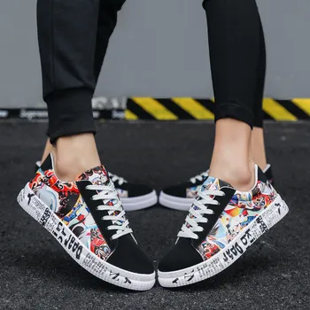 2021 Vara Respirabil Drama Fata Tipărite Hip-hop Barbati Adidasi Pantofi din China Cuplu Colorate, piele de Căprioară Dantela-up tv cu Barbati Pantofi Casual