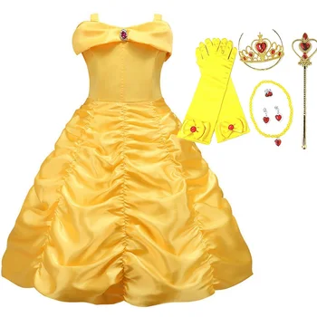 Copii Costum Printesa Fată Belle Dress Up Carnaval Haine De Petrecere Copii Halloween, Petrecere Rochie Rochii 3 5 6 8 10 Ani