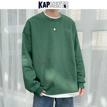 KAPMENTS Bărbați Solid Harajuku coreean Pulover Hoodies 2020 Bumbac Mens 7 Culori Streetwear Jachete Cuplu Casual Haine Largi