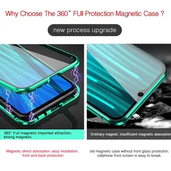 Magnetic 360 Complet Capacul de Metal Flip case Pentru Xiaomi Mi 9 9M Pro laterale Duble Tempered Glass Pentru Xiaomi Mi 8 9 SE Mi9 A2 Capa Funda