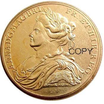 Marea BRITANIE 1713 Queen Anne și Pacea de la Utrecht Placat cu Aur Copie Monede