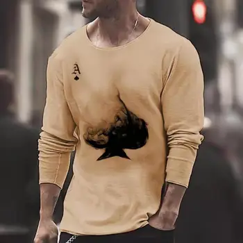 Partea de sus O Gatului Maneca Lunga 4 Culori de sex Masculin Poker Streetwear pentru Bărbați Îmbrăcăminte pentru Bărbați T-Shirt 2021
