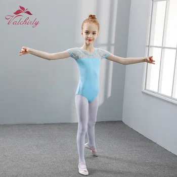De Înaltă Calitate, Cu Maneci Scurte Dantelă Florale Profesionist De Balet, Dans Tricou Copil Gimnastica Tricou Copii Ballerina Body