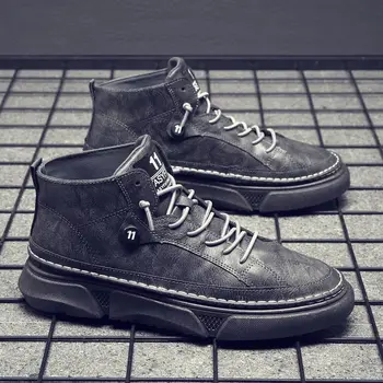 2021 Iarna Noi Bărbații Mare Sus Pantofi pentru Bărbați Pantofi Negri, Cizme, Haine de Lucru Pure Black Tide Cizme Barbati Stil Britanic Cizme Barbati