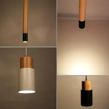 Modern scurtă minimalist lemn creative pandantiv de iluminat nordic home decor dormitor noptieră direct de fier negru lampă de pandantiv