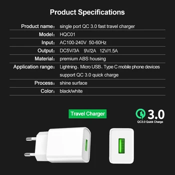VOXLINK 18 W Încărcător USB 3.0 Rapid Încărcător de telefon pentru Xiaomi iPhone X xs 8 7 iPad Samsung Galaxy s8 s9 s10 Galaxy HTC Huawei Nexus